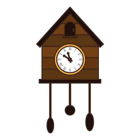 Imagen de icono de reloj de cuco marrón Vector Premium