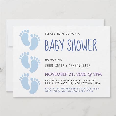 Blue Baby Boy Feet Baby Shower Invitation | Zazzle