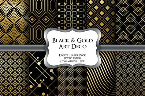 Black Gold Art Deco Digital Paper Pack