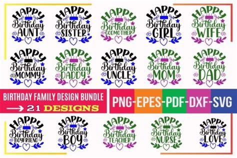 Birthday Family T-shirt Design Bundle Bundle · Creative Fabrica