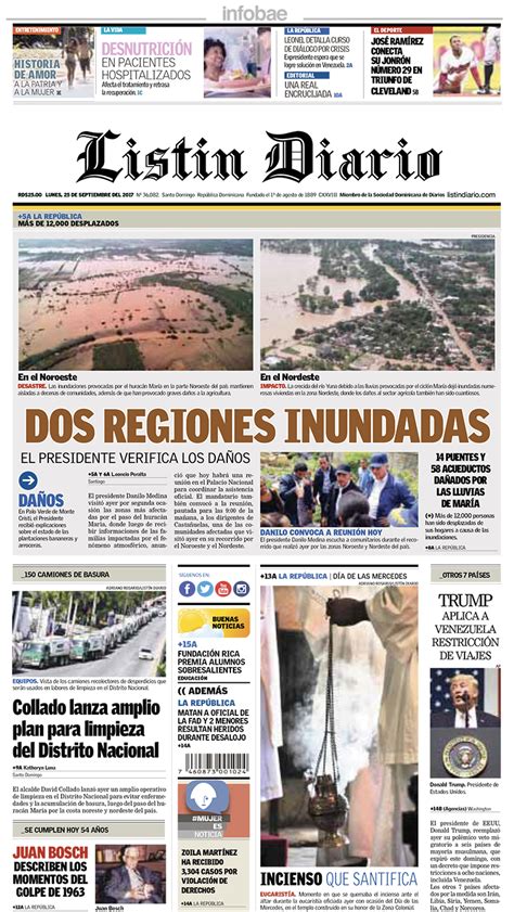 Listin Diario República Dominicana Lunes 25 De Septiembre De 2017