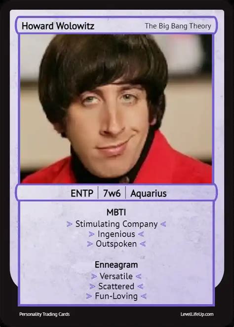 Howard Wolowitz Enneagram Mbti Personality Type Level Life Up