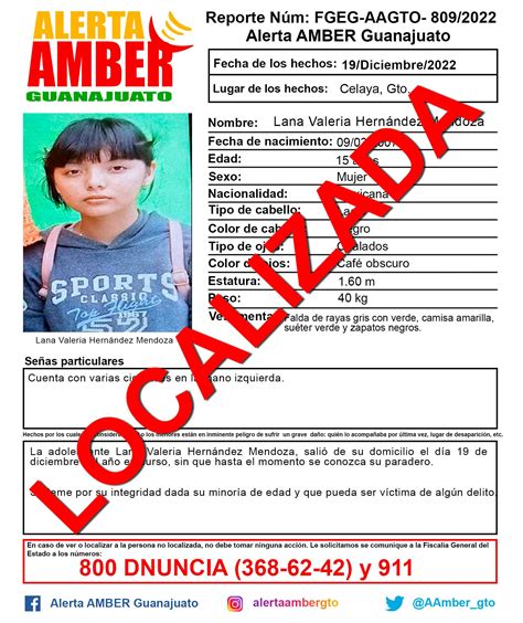 Alerta Amber Sistema Municipal De Seguridad Pública De Cortazar Gto