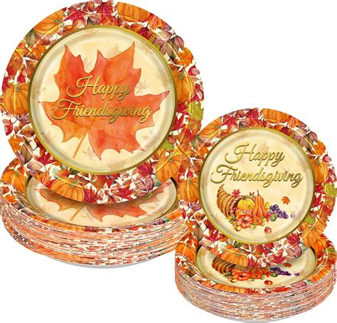 Amazon Pcs Friendsgiving Paper Plates Set Thanksgiving