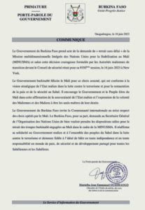 Le Burkina Faso A Demand Dimanche Lonu De Retirer Ses Troupes De