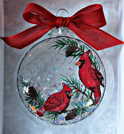 Glass Christmas Ornament With Cardinals Inside That Have Been Etsy