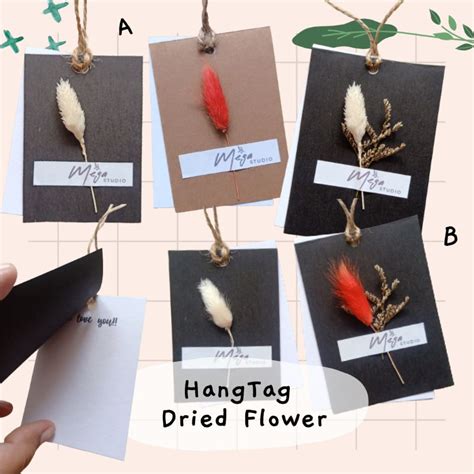 Jual Hangtag Hang Tag Kartu Ucapan Dried Flower Bunga Kering Bunny