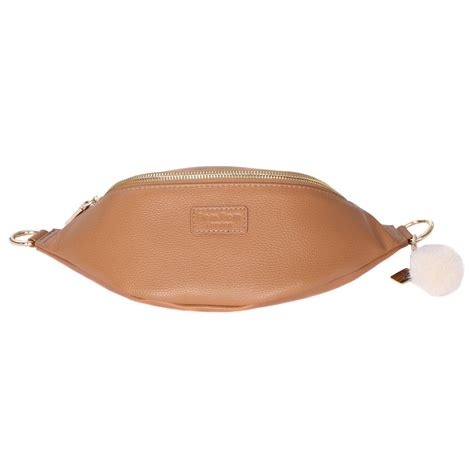 Bum Bag Leather Crossbody Bag In Maple Pom Pom London