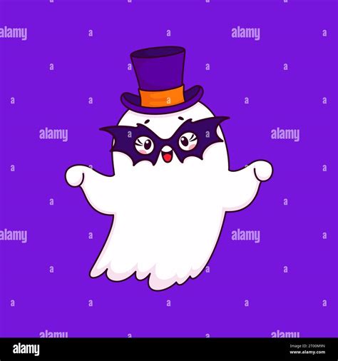 Cartoon Halloween Kawaii Cute Ghost In Mask Character Halloween Funny