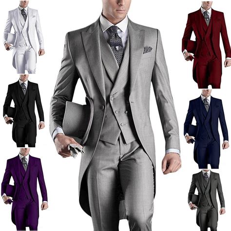 Custom Made Whiteblackgreyburgundy Tailcoat Men Party Prom Groomsmen