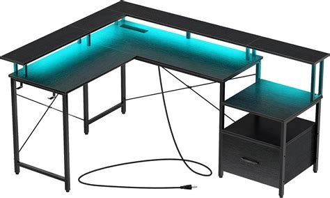 Buy Rolanstar Reversible L Shaped Computer Desk With Power Outlet Led