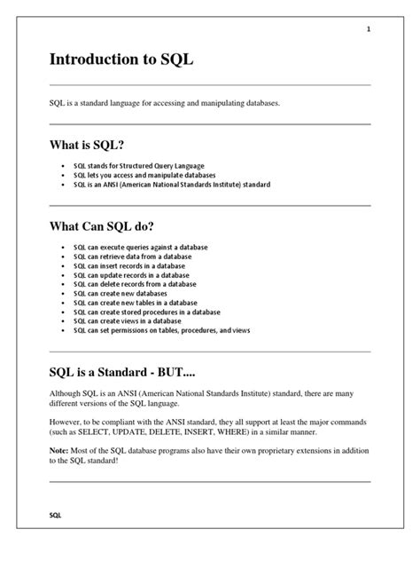 Introduction To Sql Pdf Sql Databases