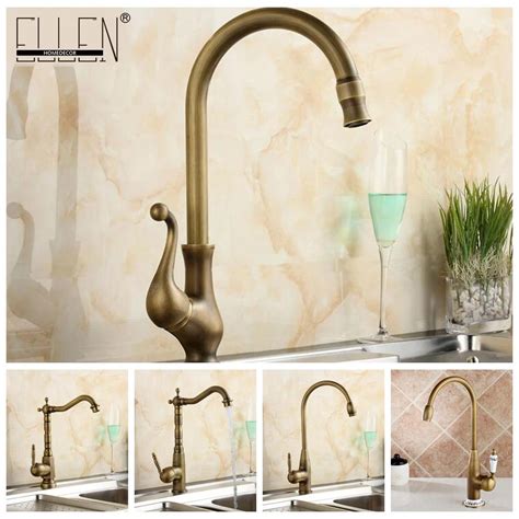 Antique Brass Finish Kitchen Faucet Bronze Single Handle Hot And Cold Water Kitchen Sink Tap In