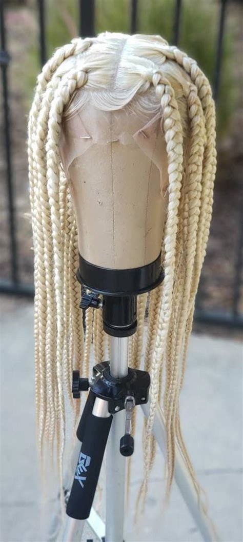 Blonde Full Lace Knotless Box Braid Wig For Black Women Etsy
