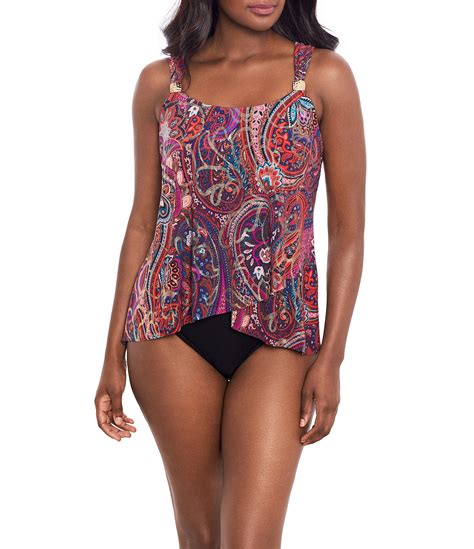 Miraclesuit Dynasty Dazzle Printed Scoop Neck Gold Accent Underwire