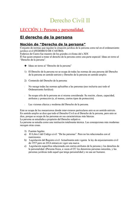 Derecho Civil Ii Apuntes 1 7 Derecho Civil Ii LecciÓn 1 Persona Y