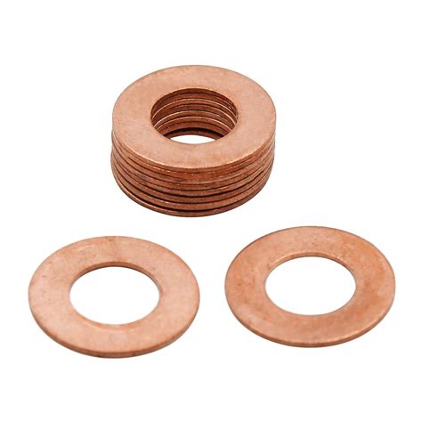 sourcing map 10pc 12mm Dia Interne rondelle cuivre étanchéité joint