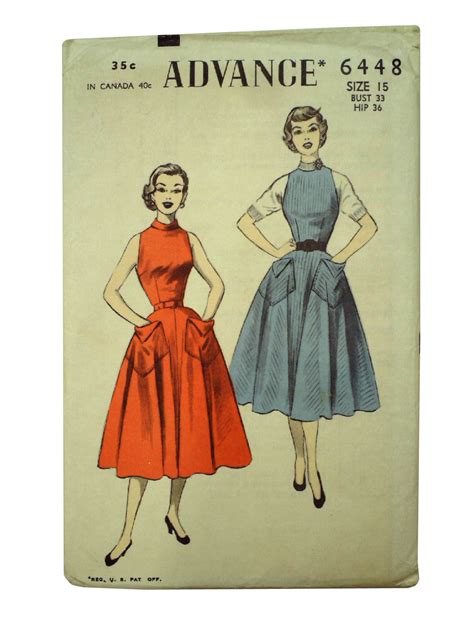 Advance 6448 1950s Vintage Sewing Pattern 50s Advance 6448 Womens