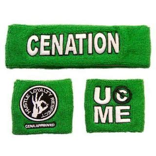 JOHN CENA Salute the Cenation Green Headband Wristbands Set NEW