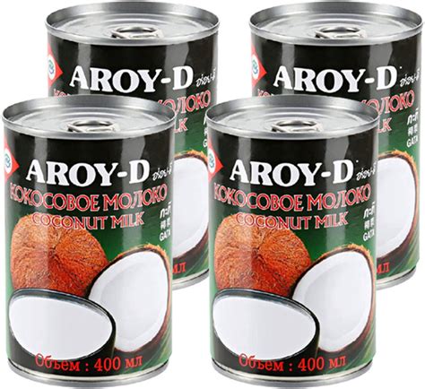 Молоко Aroy-D кокосовое 70%, жирность 17-19%, 400 мл 4шт. купить на ...