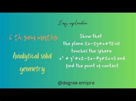 Show that the plane touches the sphere x² y² z2 2x 4y 2z 3 and find