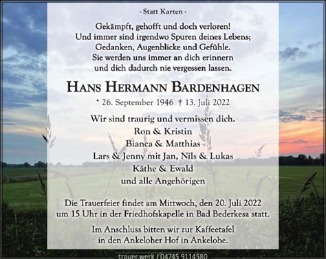 Hans Hermann Bardenhagen Gedenken Nordsee Zeitung