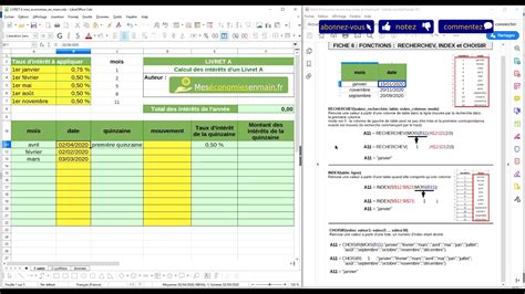 Créer une feuille de calcul sur le livret A fonctions RECHERCHEV