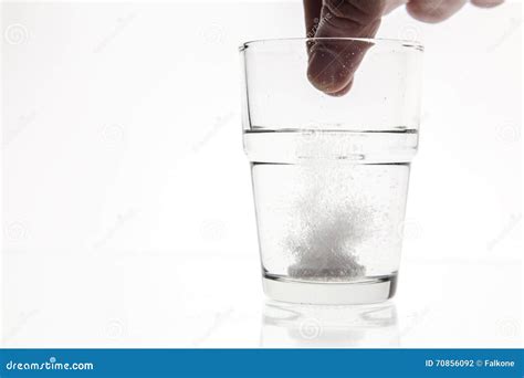 Tablet Dropped Into The Glass Of Water Stock Photo Image Of Bubble