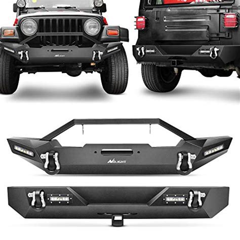 Nilight Front And Rear Bumper Compatible For Wrangler Tj Yj