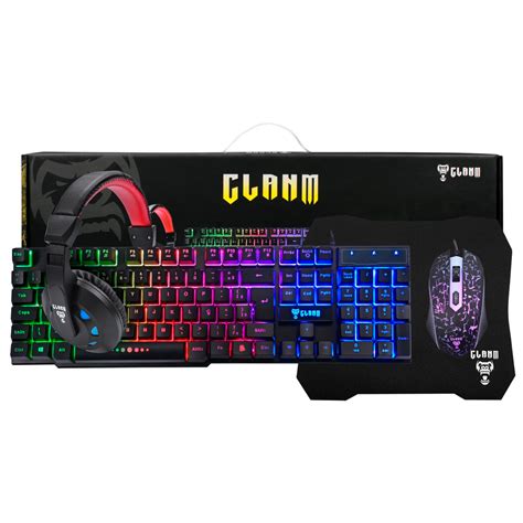 Kit Gamer Teclado Mouse Headset Mousepad Clanm Jungle CL CJ01