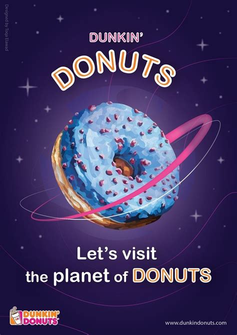 an advertisement for dunkin'donuts featuring a blue doughnut with sprinkles