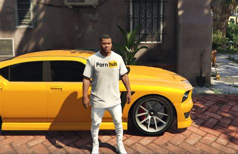 White PORNHUB T Shirt For Franklin GTA5 Mods