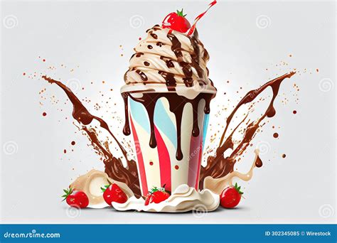 Ai Generated Illustration Of A Delicious Milkshake With Whipping Cream