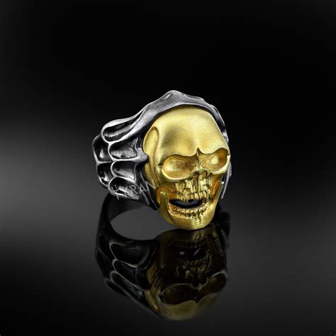 14k Gold Skull Ring Mens Skull Ring Gold Rings For Men Mens Etsy