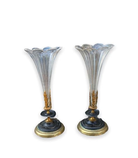 Proantic Paire De Vases Cornet Tulipe Poque Empire