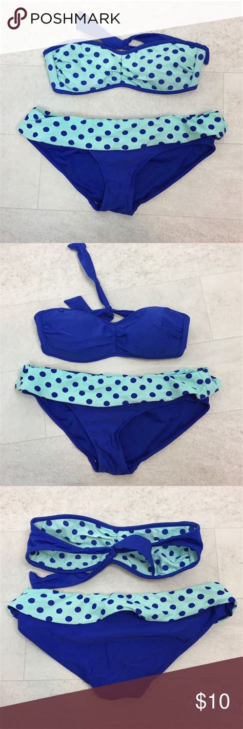 Catalina Bikini Sz Medium Blue Teal Reversible Bikinis Blue Swimsuit Medium Blue