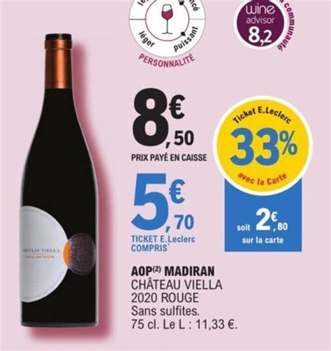 Promo AOP Madiran Château Viella 2020 Rouge chez E Leclerc