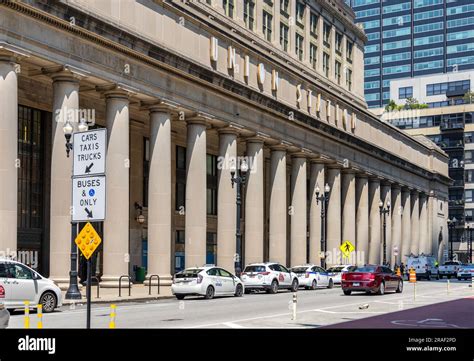 Amtrak Chicago Union Station Building Exterior With Sign The Amtrak