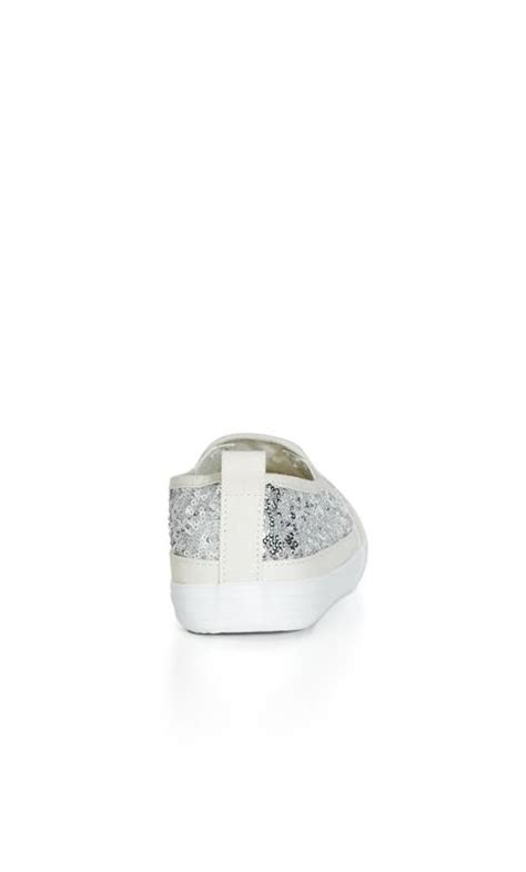 Wide Fit Sequin Slip On Silver Evans