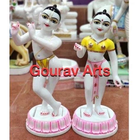 White Iskcon Radha Krishna Marble Statue For Worship Size Inch At