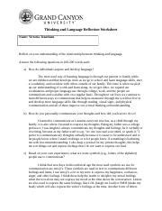 Phi T Thinkingandlanguagereflectionworksheet Docx Thinking