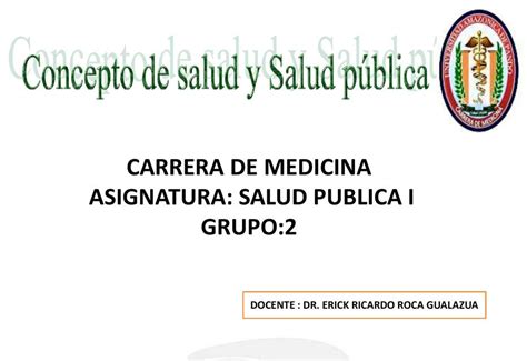 Concepto Salud Y Salud P Blica Guido Walter Vargas Apaza Udocz