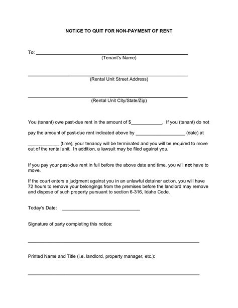 FREE Idaho Eviction Notice Form 2021 Notice To Vacate PDF