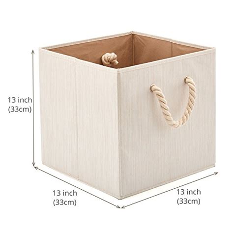 Ezoware Foldable Bamboo Fabric Storage Bin With Cotton Rope Handle