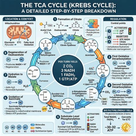 tca cycle steps enzymes  metabolic role