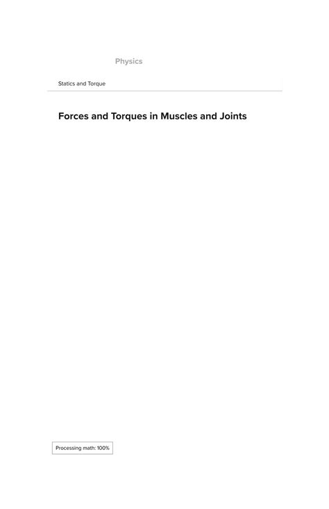 SOLUTION Forces And Torques In Muscles And Joints Physics Studypool