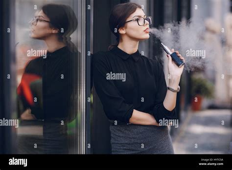 Beautiful Brunette With Glasses Stock Photo Alamy