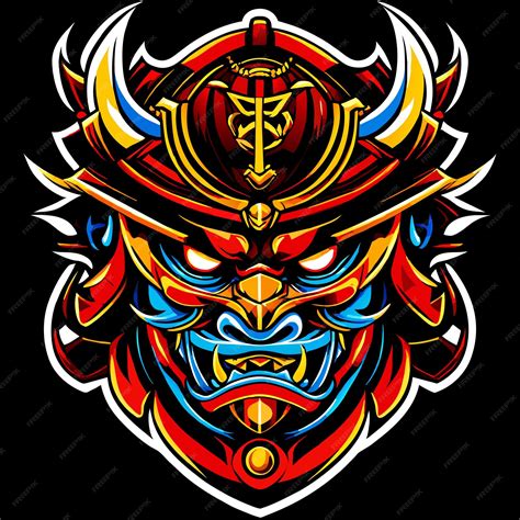 Premium Vector Symbolic Warriors Face Samurai Mask Vector Artwork