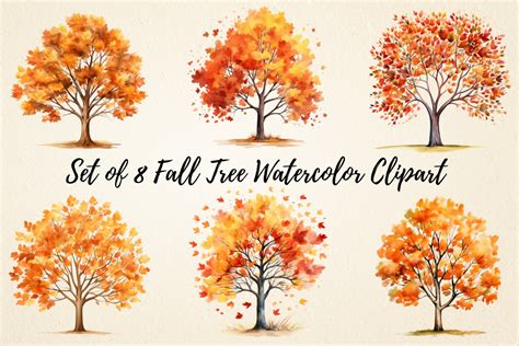 Fall Tree Watercolor Clipart Graphic by pcudesigns · Creative Fabrica