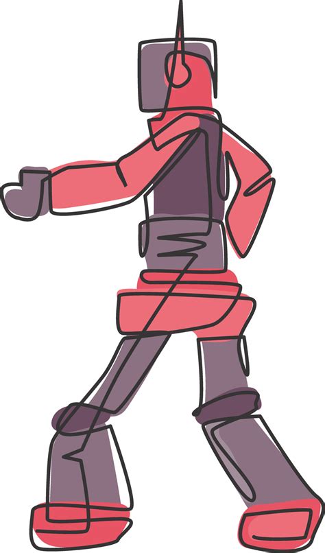 One continuous line drawing of smart robot, artificial intelligence ...